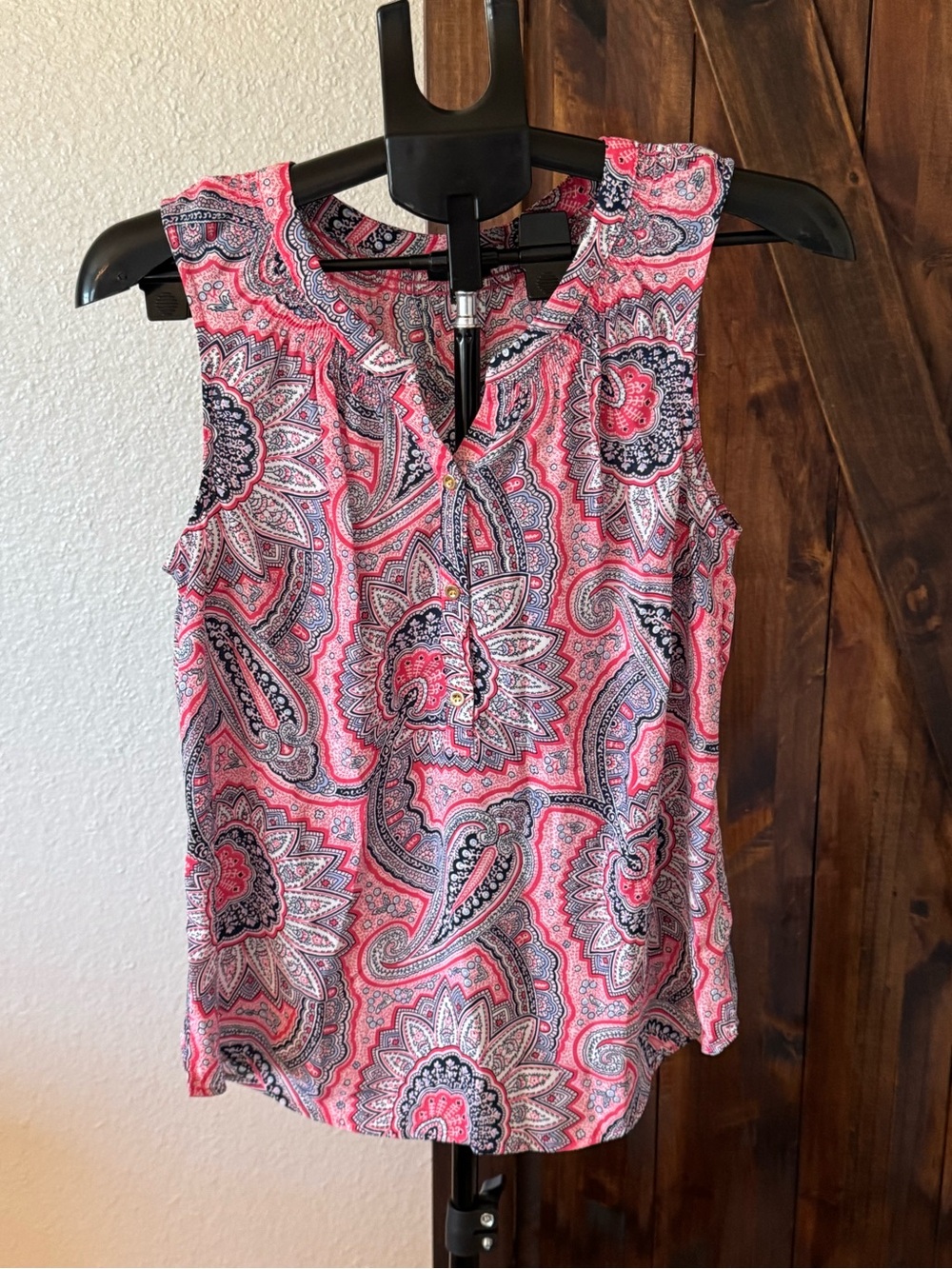 Talbots Pink and Navy Paisley Sleeveless Camisole